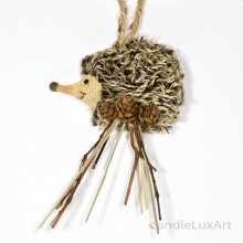 Natur Anhänger Igel flach Jute Wolle 12x8cm