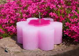 Outdoorkerze Gartenkerze Gartendekoration Blume 7,5x15cm violet / pink