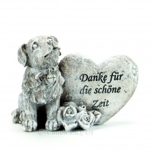 Trauerfigur Hund mit Aufschrift 10x13cm