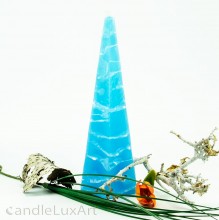 Pyramidenlkerze Tropfendesign - 25cm - Himmelblau weis