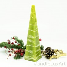 Pyramidenlkerze Tropfendesign - 25cm - olive weis