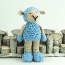 Schaf beige blau 26cm  Amigurumi Handmade