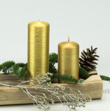 Stumpenkerze Adventskerze Gold patiniert perlmut 12 - 18cm