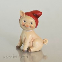 Polyresin Figuren Schwein mit Mütze - 6cm