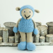 Schaf beige blau 26cm  Amigurumi Handmade