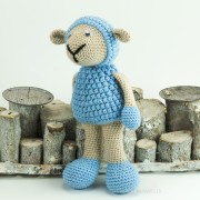 Schaf beige blau 26cm  Amigurumi Handmade