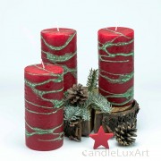 Stumpenlkerze Advent Tropfendesign - 15cm - rot gruen