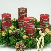 Stumpenlkerze Advent Tropfendesign - 15cm - rot gruen