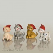 Polyresin Figuren Hund Katze Schwein mit Mütze - 6cm