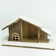 Krippenhaus aus Holz mit Schneedach 33x14 Höhe 18cm