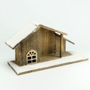 Krippenhaus aus Holz mit Schneedach 33x14 Höhe 18cm